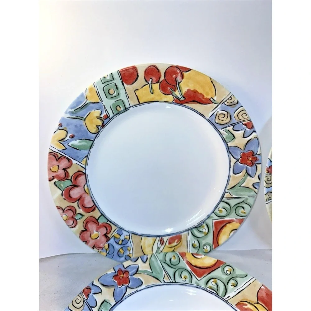 VTG Corelle Impressions Watercolors Dinner plates  Lot of 4 Vitrelle 10-7/8